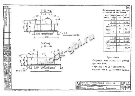 Плита перекрытия камеры футерованная П 43-21-В-фут