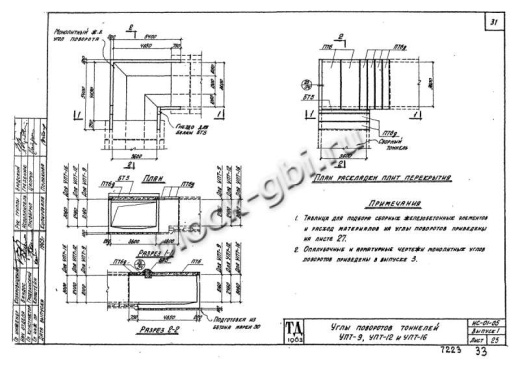 Угол поворота тоннеля УПТ-9